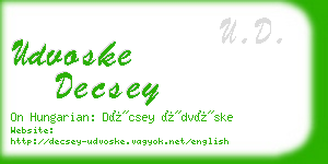 udvoske decsey business card